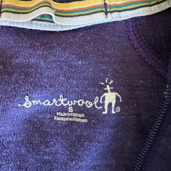 Smartwool blue camo  1/4 zip pullover Unisex S wool blend baselayer Top - Picture 4 of 6